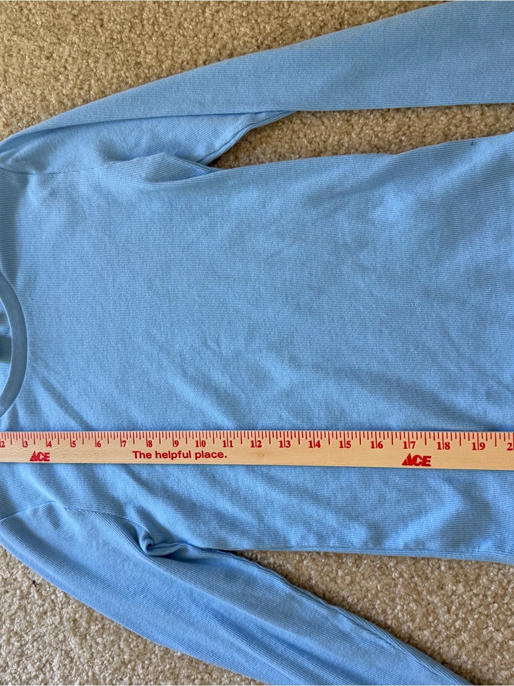 Aritzia Homestretch Size M Light Blue Fitted Cotton Long Sleeve Top - Picture 6 of 8